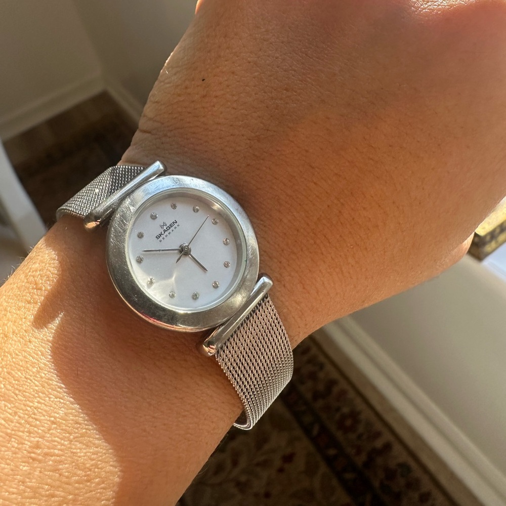Skagen Denmark 🇩🇰 Women's Silver Mesh Watch - Picture 2 of 7
